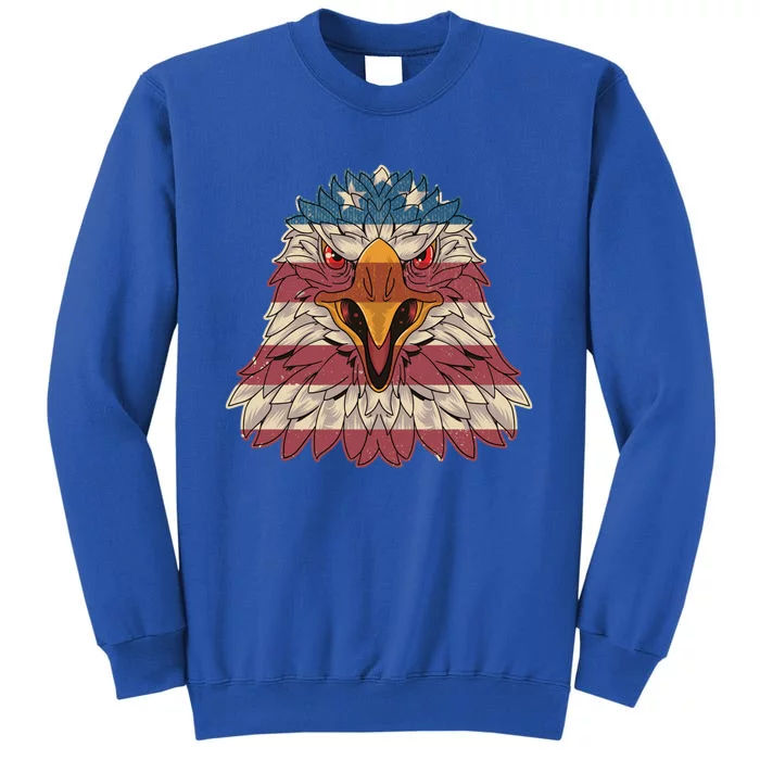 Vintage American Flag Gift Patriotic Eagle Gift Tall Sweatshirt