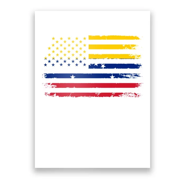 Venezuelan American Flag Venezuelan Roots Funny Poster