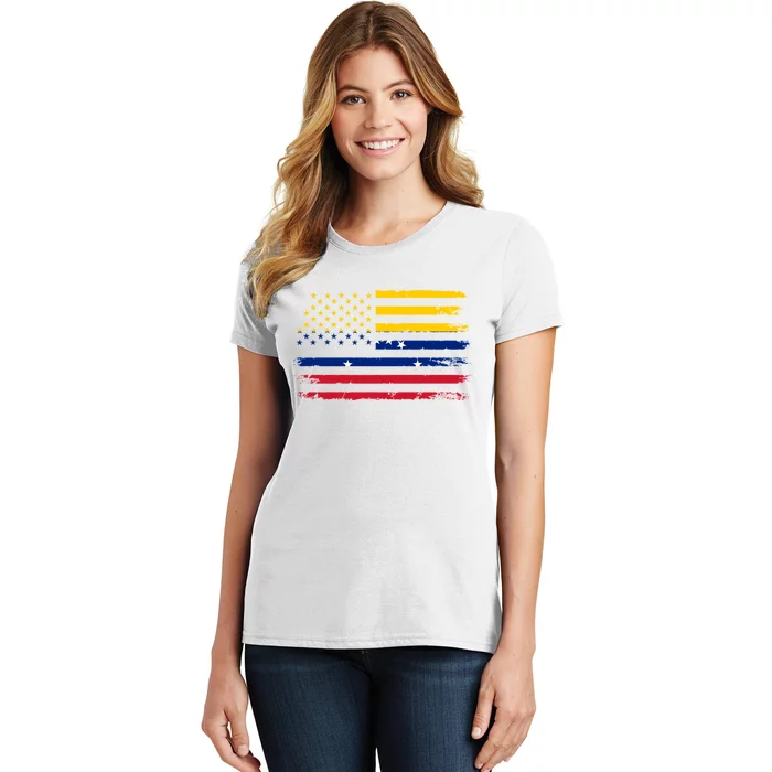 Venezuelan American Flag Venezuelan Roots Funny Women's T-Shirt