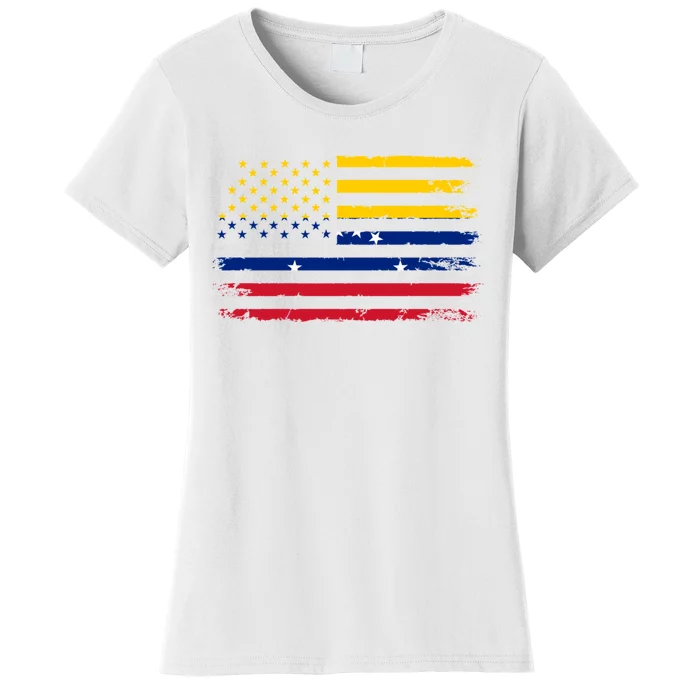 Venezuelan American Flag Venezuelan Roots Funny Women's T-Shirt