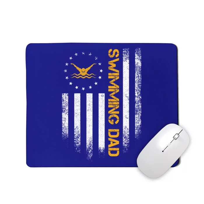 Vintage American Flag Proud Swimming Dad Swimmer Silhouette Meaningful Gift Mousepad