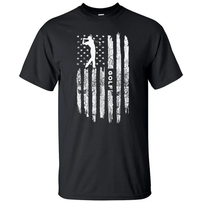 Vintage American Flag Golf Clothing Golfer Love Tall T-Shirt