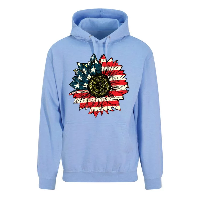 Vintage American Flag Sunflower 4th Of July Unisex Surf Hoodie