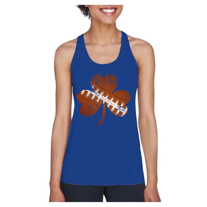 Vintage American Football St Patricks Day Sports Player Cute Gift Women's Racerback Tank