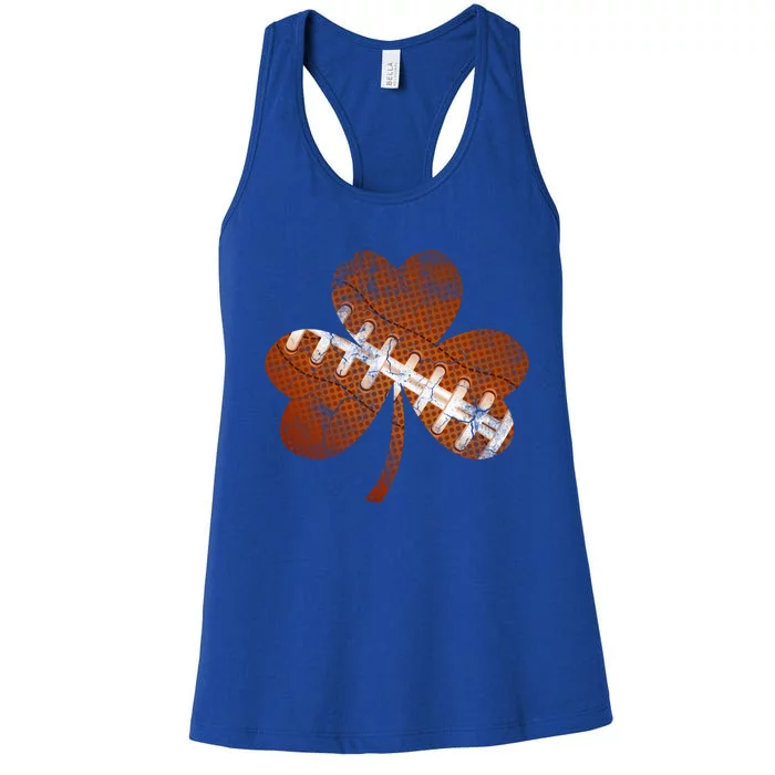 Vintage American Football St Patricks Day Sports Player Cute Gift Women's Racerback Tank