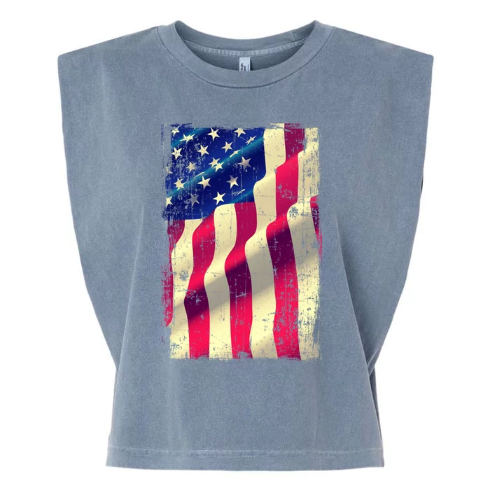 Vintage American Flag Cool Gift Garment-Dyed Women's Muscle Tee