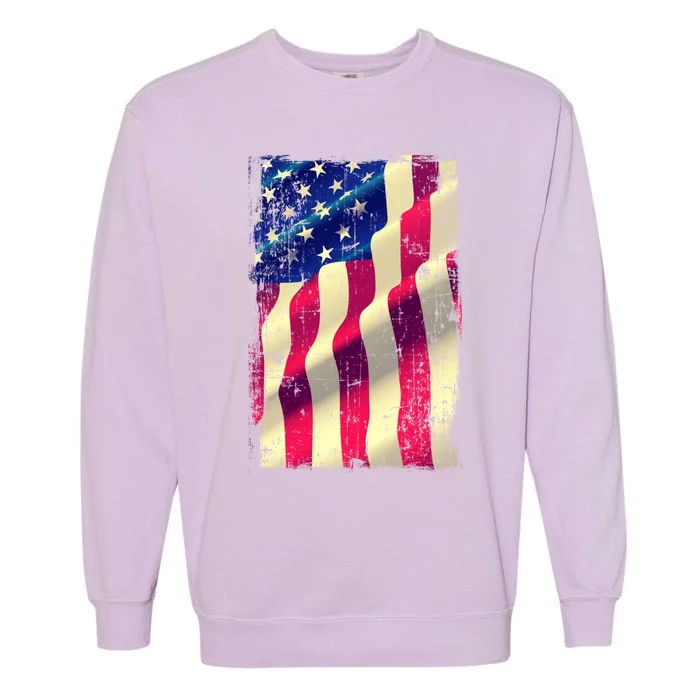 Vintage American Flag Cool Gift Garment-Dyed Sweatshirt