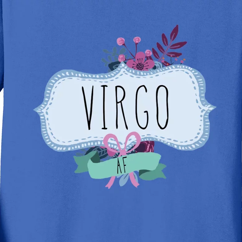 Virgo Af Floral Label / Virgo Horoscope Birthday Design Cool Gift Kids Long Sleeve Shirt