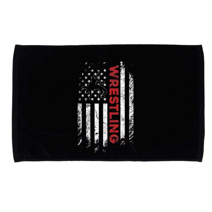 Vintage American Flag Wrestling Patriotic Wrestler Gift Microfiber Hand Towel