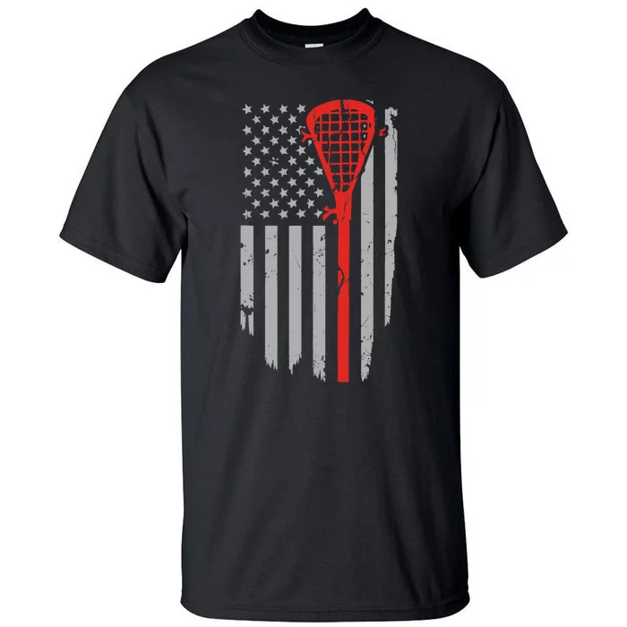 Vintage American Flag Lacrosse, Boy USA Tall T-Shirt