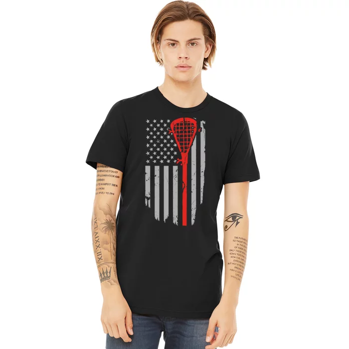 Vintage American Flag Lacrosse, Boy USA Premium T-Shirt