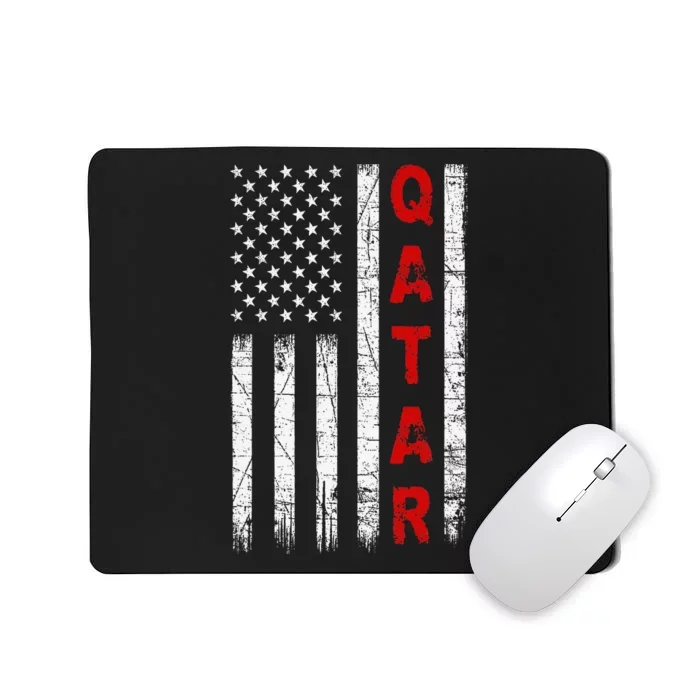 Vintage American Flag Qatari Patriotic Qatar Mousepad