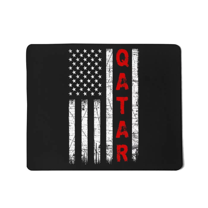 Vintage American Flag Qatari Patriotic Qatar Mousepad