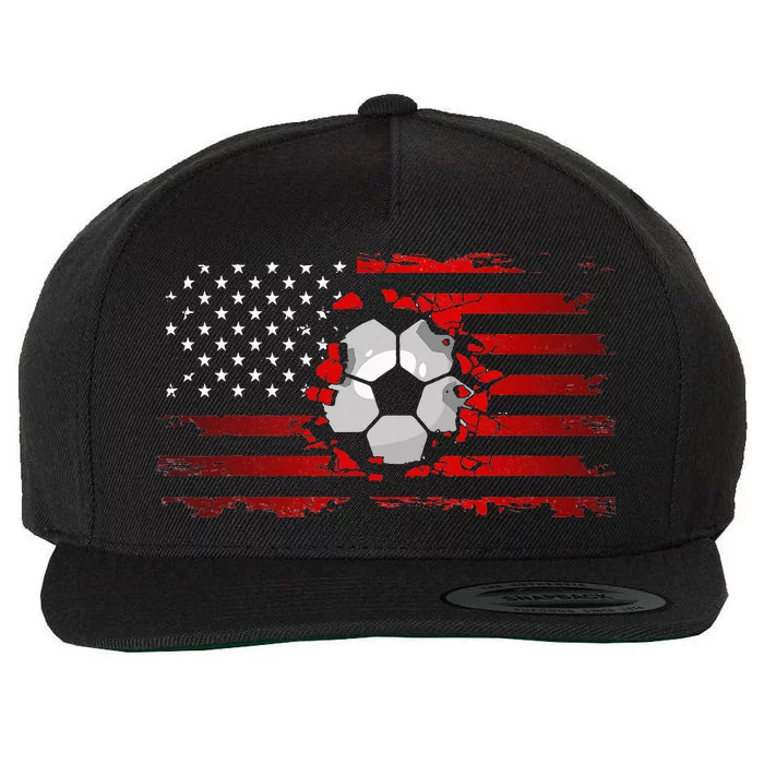 vintage American Flag Soccer Apparel Soccer Wool Snapback Cap