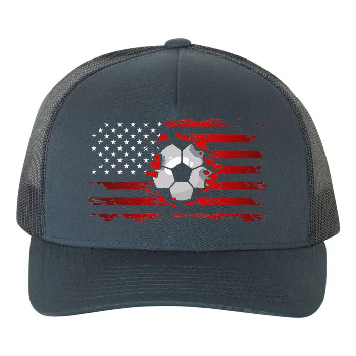 vintage American Flag Soccer Apparel Soccer Yupoong Adult 5-Panel Trucker Hat