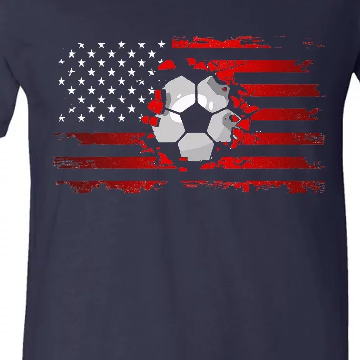 vintage American Flag Soccer Apparel Soccer V-Neck T-Shirt