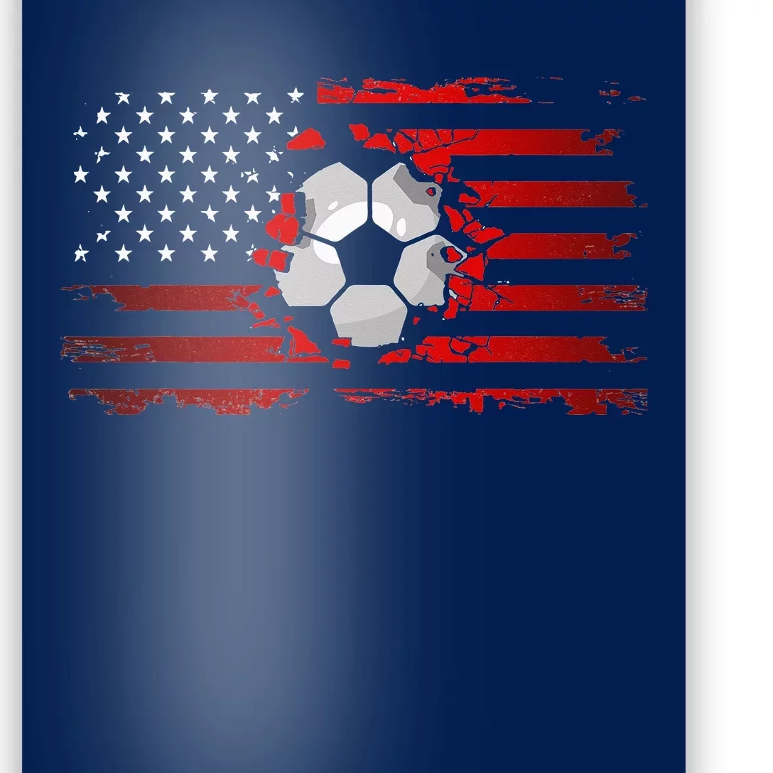 vintage American Flag Soccer Apparel Soccer Poster