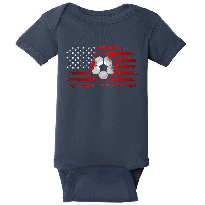 vintage American Flag Soccer Apparel Soccer Baby Bodysuit