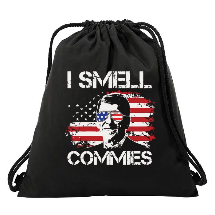 Vintage American Flag Funny Political I Smell Commies Drawstring Bag