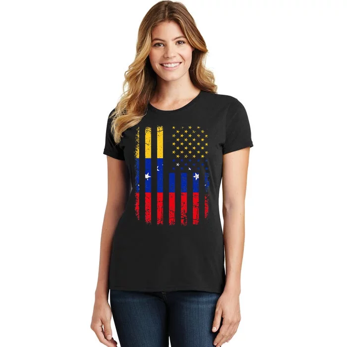 Venezuelan American Flag Venezuelan Roots Venezuela America Women's T-Shirt