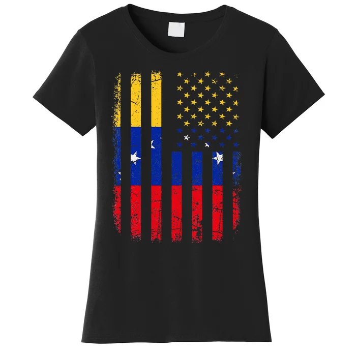 Venezuelan American Flag Venezuelan Roots Venezuela America Women's T-Shirt