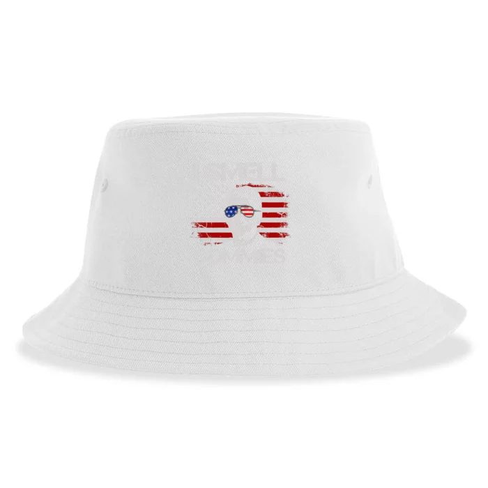 Vintage American Flag Funny Political I Smell Commies Sustainable Bucket Hat