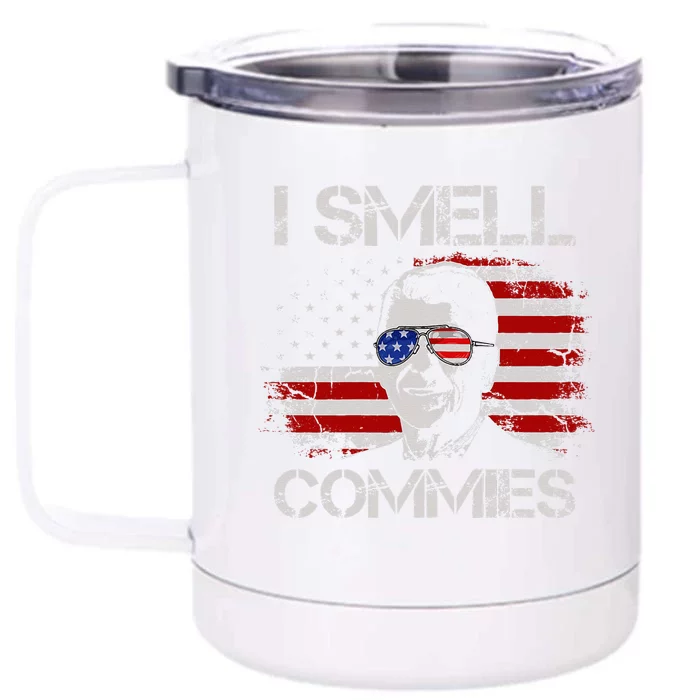 Vintage American Flag Funny Political I Smell Commies Front & Back 12oz Stainless Steel Tumbler Cup