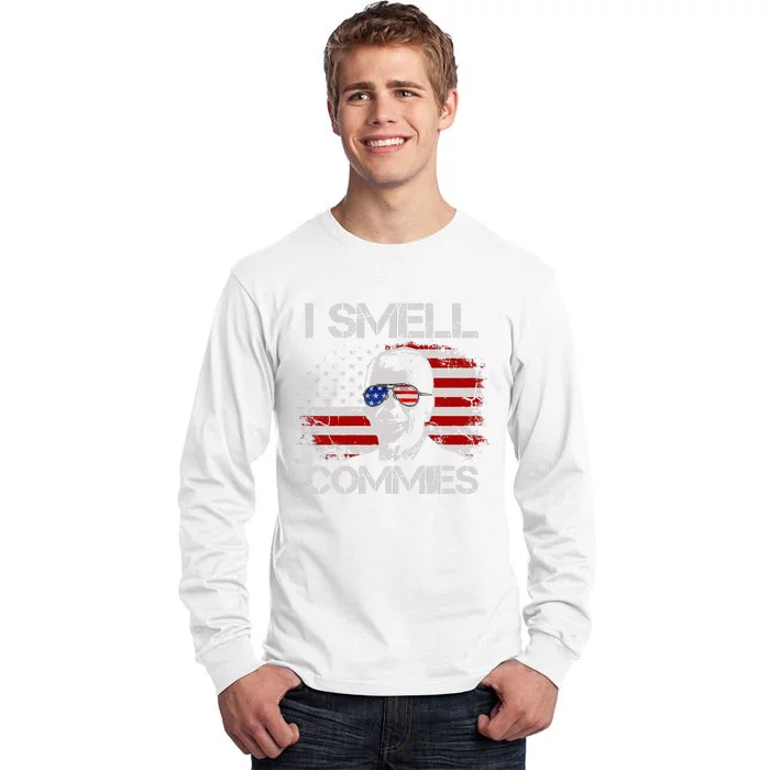 Vintage American Flag Funny Political I Smell Commies Tall Long Sleeve T-Shirt