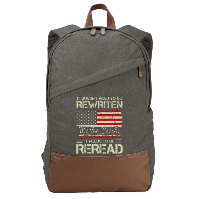 Vintage American Flag It Needs To Be Reread We The People Cotton Canvas Backpack