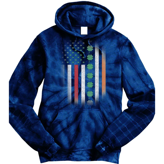 Vintage American Flag Shamrock St Paddys Day Matching Outfit Tie Dye Hoodie