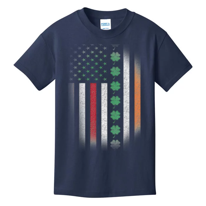 Vintage American Flag Shamrock St Paddys Day Matching Outfit Kids T-Shirt