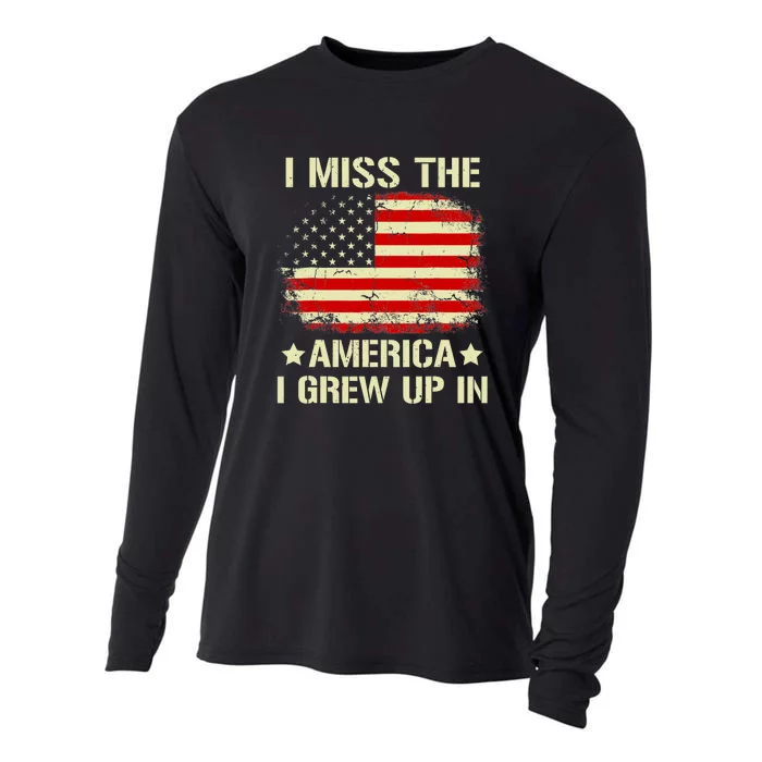 Vintage American Flag I Miss The America I Grew Up In Cooling Performance Long Sleeve Crew