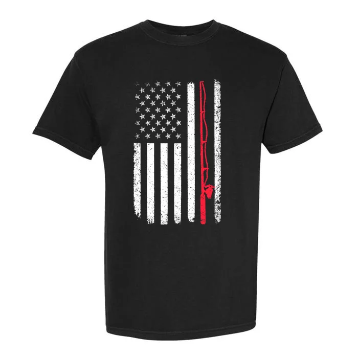 Vintage American Flag Fishing Rod Fishing Lover Fisherman Gift Garment-Dyed Heavyweight T-Shirt