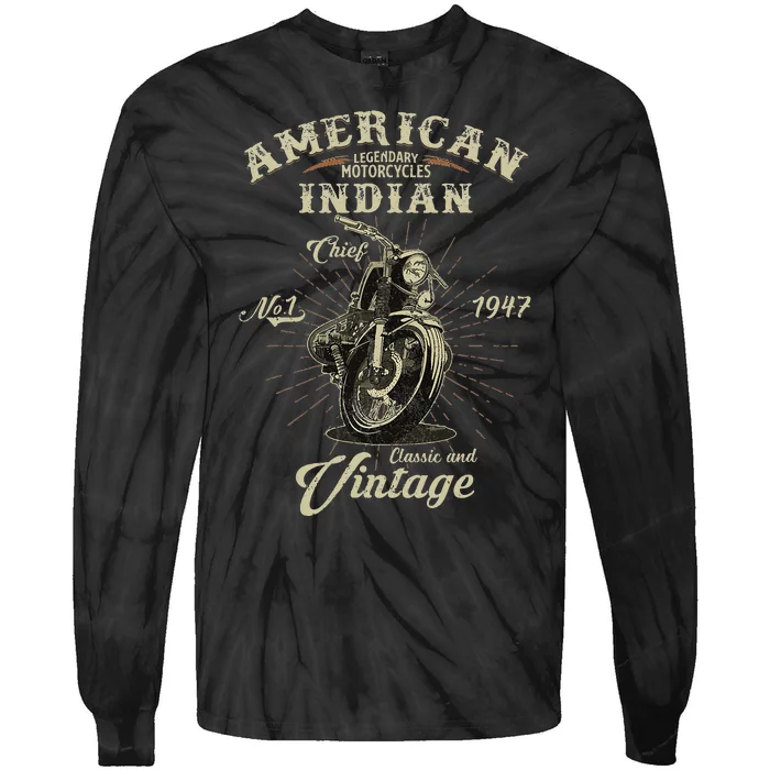 Vintage American For Old Biker Gifts Tie-Dye Long Sleeve Shirt