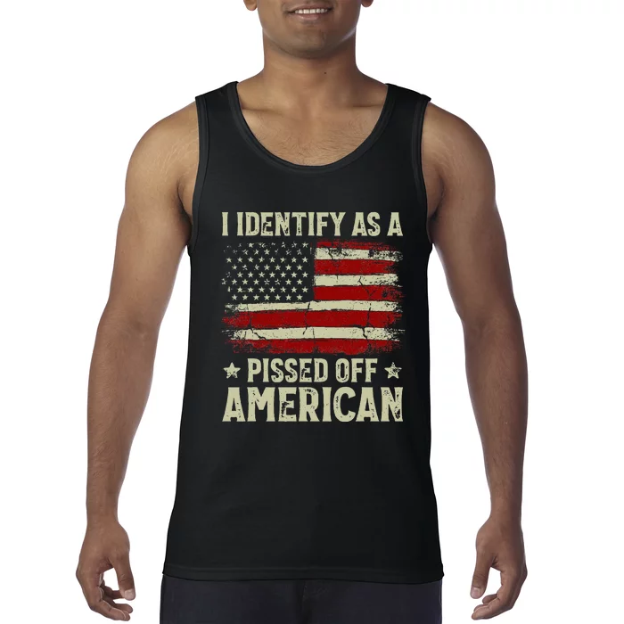 Vintage American Flag I Identify As A Pissed Off American Tank Top