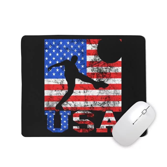 Vintage American Flag USA American USA Soccer Player Mousepad