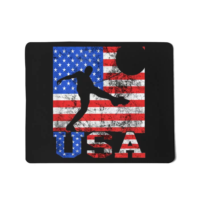 Vintage American Flag USA American USA Soccer Player Mousepad