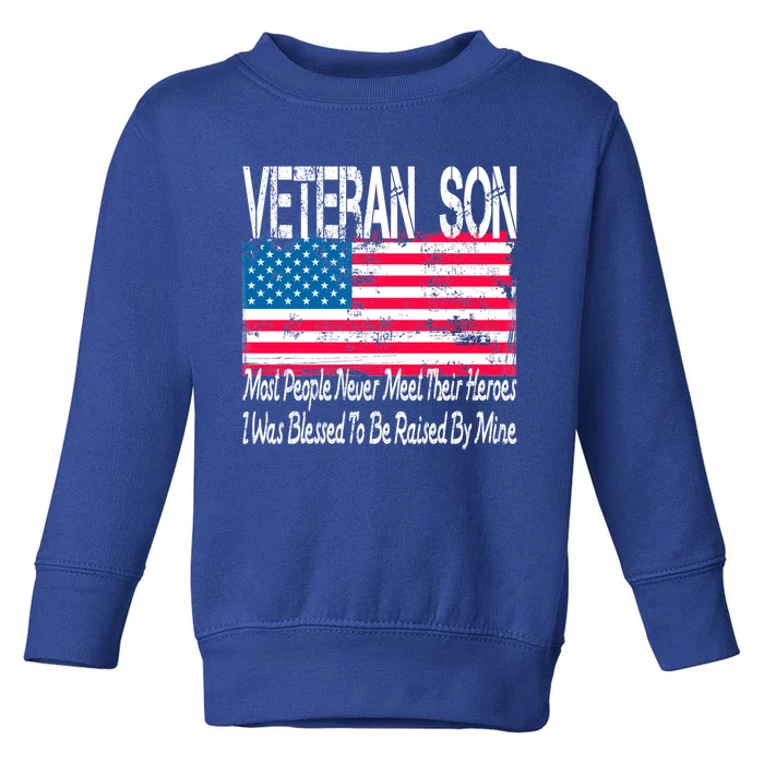 Vintage American Flag Us Military Family Veteran Son Cute Gift Toddler Sweatshirt