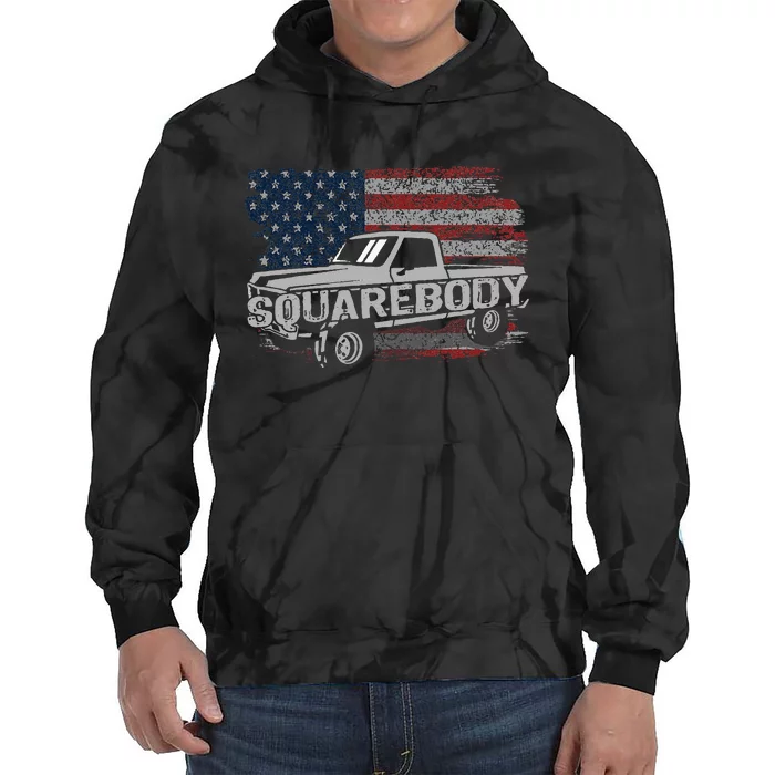 Vintage American Flag Squarebody - Square Body Truck Lover Tie Dye Hoodie