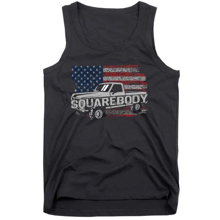 Vintage American Flag Squarebody - Square Body Truck Lover Tank Top