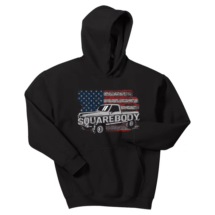 Vintage American Flag Squarebody - Square Body Truck Lover Kids Hoodie