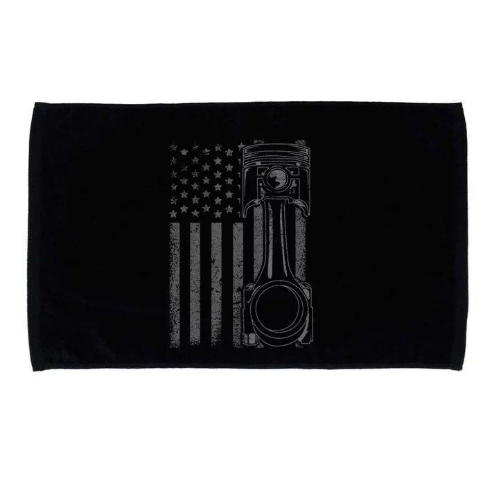 Vintage American Flag Piston Funny Muscle Car Mechanic Gift Microfiber Hand Towel