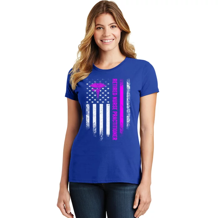 Vintage American Flag Proud Retired Np Nurse Practitioner Gift Women's T-Shirt