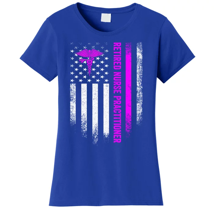 Vintage American Flag Proud Retired Np Nurse Practitioner Gift Women's T-Shirt