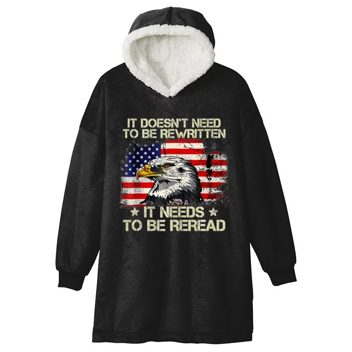 Vintage American Flag It Needs To Be Reread We The People Hooded Wearable Blanket