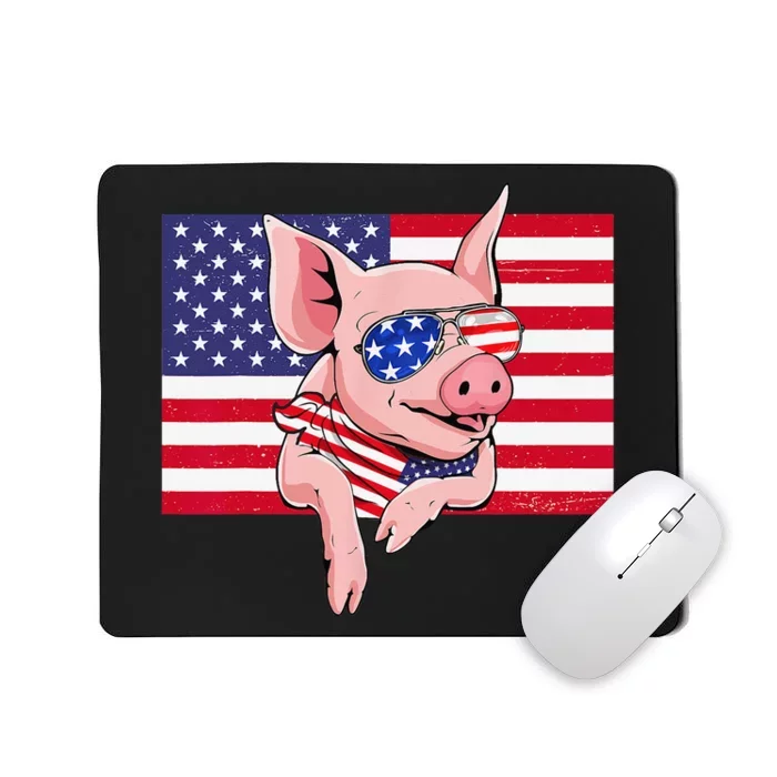 Vintage American Flag 4th of July Pig Dad Mom Pig Lover Gift Mousepad