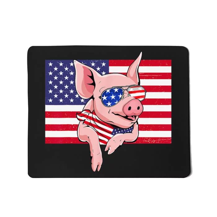 Vintage American Flag 4th of July Pig Dad Mom Pig Lover Gift Mousepad