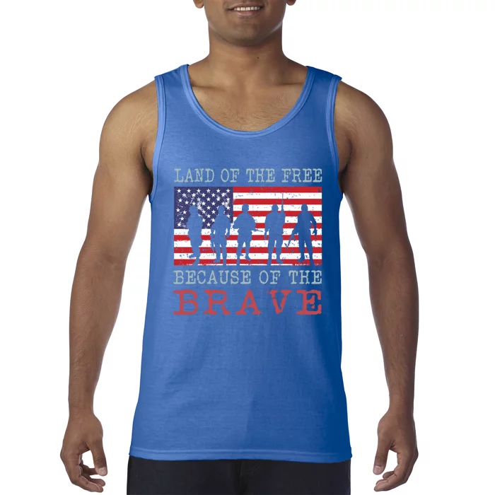 Vintage American Flag Land Of The Free Because Of The Brave Gift Tank Top