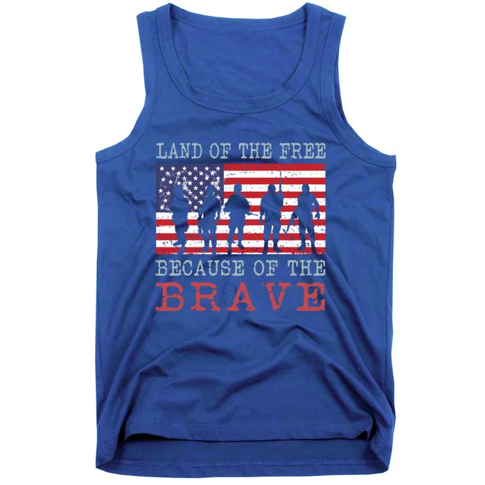 Vintage American Flag Land Of The Free Because Of The Brave Gift Tank Top