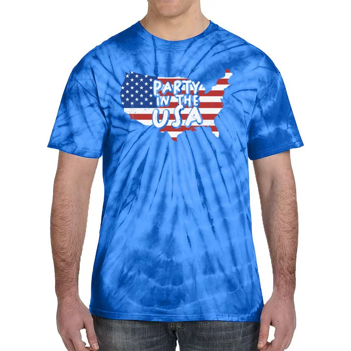 Vintage America Flag Party In The Usa 4th Of July Party Gift Tie-Dye T-Shirt